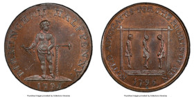 Warwickshire. Birmingham Mule 1/2 Penny Token 1796 MS64 Brown PCGS, Mule with D&H-266 (obverse) and D&H-55 (reverse). Representing a mint error variet...