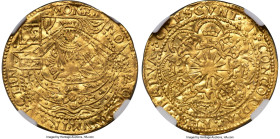 Utrecht. Provincial gold Imitative 1/2 Rose Noble ND (c. 1601-1602) MS62 NGC, KM5, Fr-279, Delm-960. 3.76gm. A scarcer fractional issue, compared to t...
