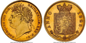 George IV gold 1/2 Sovereign 1825 MS65 NGC, KM689, S-3803. Laureate bust. A true Gem Mint State example, with red toning along the periphery that serv...