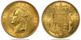 George IV gold Sovereign 1825 MS63 PCGS, KM696, S-3801. Bare head variety. Original, satiny surfaces with attractive cartwheel luster. A few scattered...