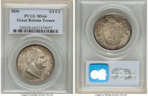 William IV 1/2 Crown 1836 MS66 PCGS, KM714.2, S-3834. A stunning specimen, hailing from the esteemed Terner Collection, this coin has few equals. Inde...
