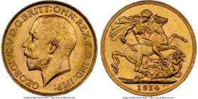 George V gold Sovereign 1914-C MS64 NGC, Ottawa mint, KM20, S-3997, Marsh-223. Mintage: 14,900. Sublime in both appearance and originality, this coin ...