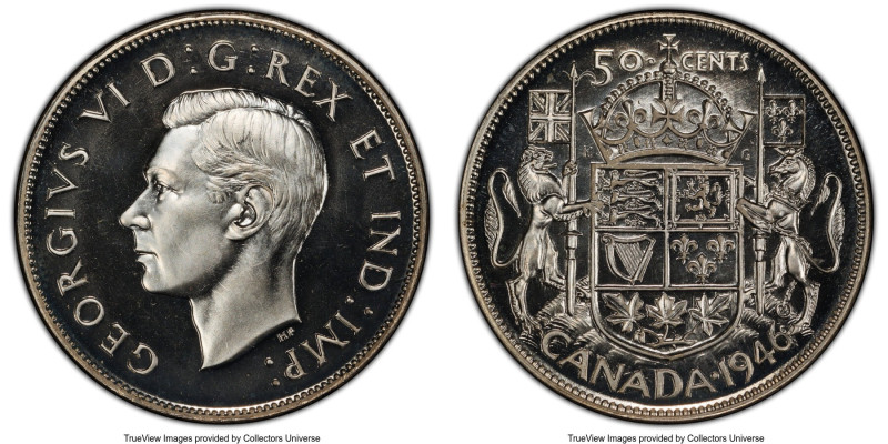 George VI Specimen 50 Cents 1946 SP66 PCGS, Royal Canadian mint, KM36. An impres...