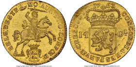 Utrecht. Provincial gold 14 Gulden (Gold Rider) 1763 UNC Details (Reverse Cleaned) NGC, Utrecht mint, KM104, Fr-288. Last year of issue for this popul...