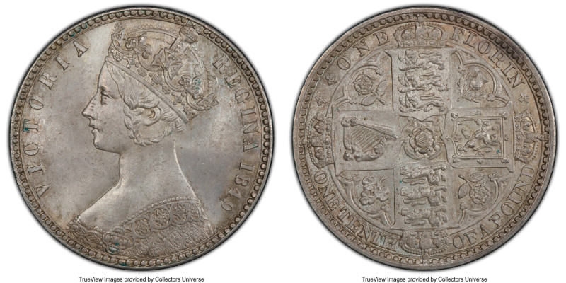 Victoria "Godless" Florin 1849 MS64 PCGS, KM745, S-3890. A popular and semi-affo...
