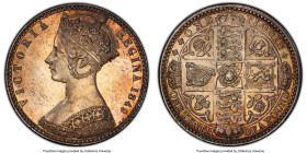 Victoria "Godless" Florin 1849 MS63 PCGS, KM745, S-3890. Deep russet toning, with a few scattered contact marks commensurate with the grade. A small c...