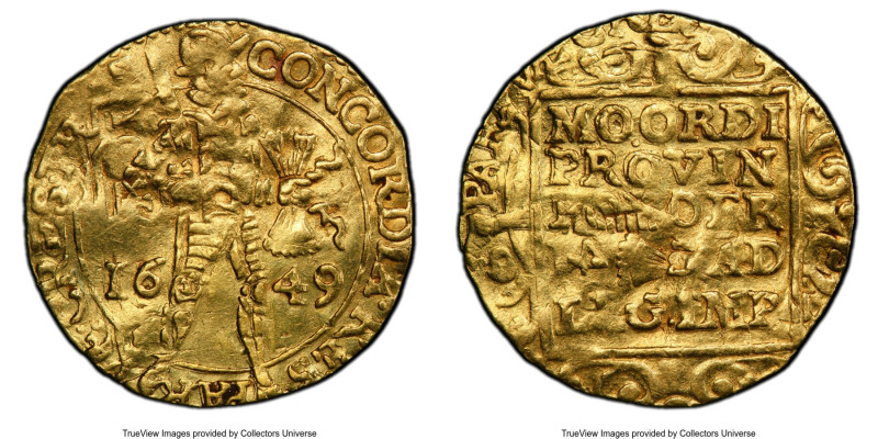 Utrecht. Provincial gold Mint Error - Flipover Double Strike Ducat 1649 UNC Deta...