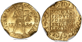 Utrecht. Provincial gold Ducat 1724 MS66 NGC, KM7.4, Fr-284. An absolute stunner from a type we generally only handle in lower Mint State designations...