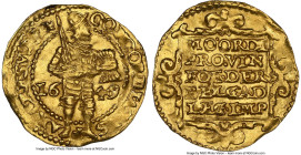 West Friesland. Provincial gold Ducat 1649 MS63 NGC, KM16, Fr-294. 3.46gm. Cinquefoil mintmark. A bright and shimmering representative of the early ty...