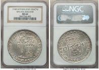 Zeeland. Provincial Piefort Silver Ducat (Silver 2 Ducats) 1748 MS64 NGC, KM5.5, Delm-976a, PW-Ze50.4. A thrilling example of the type, immediately re...