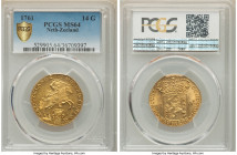 Zeeland. Provincial gold 14 Gulden (Gold Rider) 1761 MS64 PCGS, KM97, Delm-889. Exceedingly well-struck, a bright sheen of flashy mint brilliance indi...