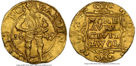 Zwolle. City gold gold Ducat 1649 MS63 NGC, KM34, Delm-1133. 3.48gm. With the name and titles of Ferdinand III. Some softness in the obverse legends, ...