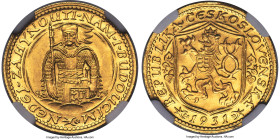 Republic gold Ducat 1931 MS67 NGC, Kremnitz mint, KM8, Fr-2. A highly impressive representative of this popular issue showcasing near-immaculate surfa...