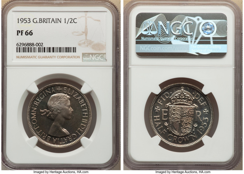 Elizabeth II 10-Piece Certified "Coronation" Proof Set 1953 NGC, 1) Crown - PR67...