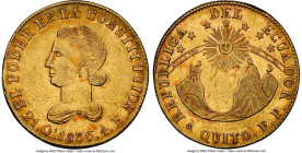 Republic gold 4 Escudos 1836 QUITO-FP AU Details (Cleaned) NGC, Quito mint, KM19, Fr-4. A charming specimen which clearly saw only limited circulation...