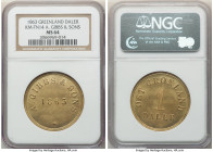 Ostgronland. A. Gibbs & Sons brass Daler Token 1863 MS64 NGC, KM-Tn14, Sieg-11. An elusive token in any state of preservation, let alone at near-Gem q...
