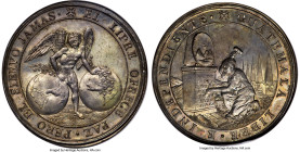 Republic silver "Independence" Medal ND (1821) MS63 NGC, Nueva Guatemala mint, Fonrobert-7206, Stickney-M51 (this coin). 42mm. By José Casildo España....
