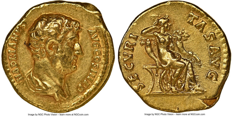 Hadrian (AD 117-138). AV aureus (20mm, 7.21 gm, 6h). NGC XF 5/5 - 4/5, Fine Styl...