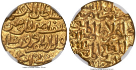 Sultans of Delhi. Firuz Shah Tughluq gold Tanka ND (AH 752-790 / AD 1351-1388) MS62 NGC, Hadrat Delhi mint, Fr-482, G&G-D463. In the name of Caliph Ab...