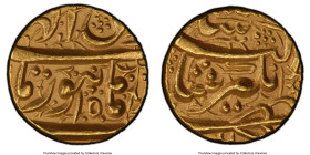 Mughal Empire. Muhammad Jahangir (AH 1014-1037 / AD 1605-1627) gold Mohur AH 10xx Year 15 (1620/1621) MS63 PCGS, Burhanpur mint, KM176.3, Hull-1427. I...