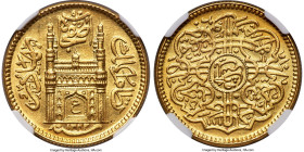 Hyderabad. Mir Usman Ali Khan gold Ashrafi AH 1342 Year 13 (1924) MS62 NGC, Hyderabad mint, KM-Y57a. Featuring the Charminar, a monument in Hyderabad ...