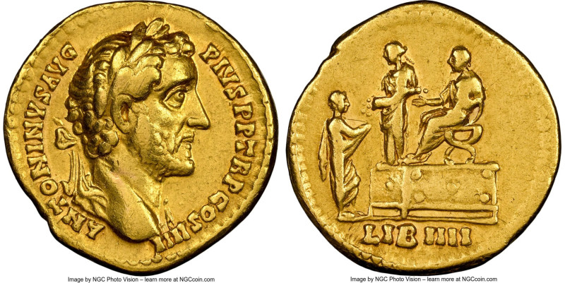 Antoninus Pius, as Augustus (AD 138-161). AV aureus (19mm, 7.16 gm, 7h). NGC Cho...