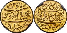 British India. Bengal Presidency gold Mohur AH 1202 Year 19 (1793-1818) MS63 NGC, Calcutta mint, KM114. Oblique milling. A Choice Mint State treasure ...