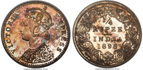 British India. Victoria Proof Restrike 1/4 Rupee 1898-B PR66 PCGS, Bombay mint, KM490. A stunning selection from this ever-popular series of British I...