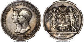 Nicholas I silver "Royal Marriage" Medallic Rouble 1841-Dated AU Details (Rim Damage) NGC, Bitkin-M904 (R3), Sev-3374A (RR), Diakov-563.2. 37mm. Minta...