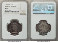 Genoa. Ligurian Republic 2 Lire 1798 Year 1 MS64 NGC, Genoa mint, KM264, Pag-17. A rare Choice representative of this one-year type, presently the sec...