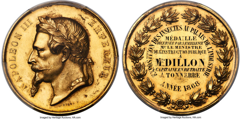 Napoleon III gold Specimen "Expo Insectes Abeille" Medal ND (1860-1879) SP62 PCG...