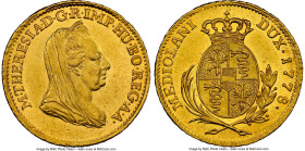 Milan. Maria Theresa gold Zecchino 1778 MS62 Prooflike NGC, Milan mint, KM194, Fr-735. Struck over a period of only three years ranging from 1778-1780...