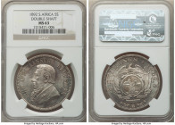 Republic "Double Shaft" 5 Shillings 1892 MS63 NGC, Berlin mint, KM8.1, Hern-Z37. Mintage: 14,000. A handsome piece with mature complexity to the drama...