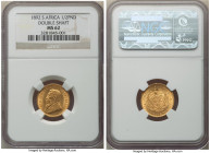 Republic gold "Double Shaft" 1/2 Pond 1892 MS62 NGC, KM9.1, Fr-3, Hern-Z38. Mintage: 10,000. A very conditionally sensitive issue preserved here excee...