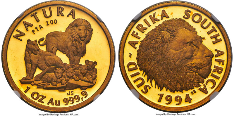 Republic gold Proof "Natura - Lion" Ounce 1994 PR69 Ultra Cameo NGC, Pretoria mi...