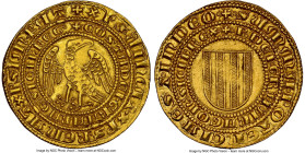 Sicily. Pietro de Aragon & Constanza de Hohenstaufen (1282-1285) gold Pierreale d'Oro ND (1282-1283) AU58 NGC, Messina mint, Fr-654, MEC XIV-756. 4.35...