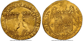 Ferdinand & Isabella gold 2 Excelentes ND (1476-1516)-G UNC Details (Edge Filing) NGC, Granada mint, Fr-128, Cal-707. 6.93gm. A quintessential gold is...