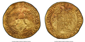 Ferdinand & Isabella (1474-1504) gold 2 Excelentes ND (from 1497)-S AU53 PCGS, Seville mint, Fr-129, Cal-732. 6.94gm. An ever popular emission, witnes...
