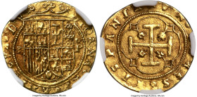 Charles & Johanna (1516-1556) gold Cob Escudo ND (before 1550) (Aqueduct)-P AU58 NGC, Segovia mint, Fr-156, Cal-194, Cayon-3144. Shy of a Mint State d...
