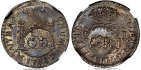 British Colony Counterstamped 10 Pence ND (1758) MS62 NGC, KM3, Prid-7. Host: Ferdinand VI Real 1758 LM-JM from Peru (cf. KM52); Counterstamp: GR in o...