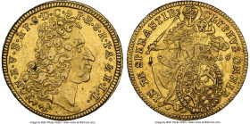 Bavaria. Maximilian II Emanuel gold Maximilian d'Or 1716 AU55 NGC, Munich mint, KM388, Fr-226. Evenly worn across the raised designs, with a slight gr...