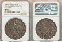 Brunswick-Wolfenbüttel. Taler 1643 MS65 NGC, KM419.3, Dav-6366B. Deeply toned, with light blue iridescence, this is a type that often comes worn, so t...