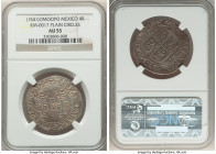 Charles & Johanna (1504-1555) "Early Series" 4 Reales ND (1541-1542) M-P AU55 NGC, Mexico City mint, KM0017, Cal-123. Variety with plain circles above...