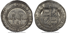 Charles & Johanna (1504-1555) "Late Series" 4 Reales ND (1542-1555) M-G MS63 NGC, Mexico City mint, KM0018, Cal-127. 13.56gm. A superb Choice Mint Sta...