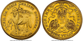 Nürnberg. Free City gold 3 Ducat ND (1703)-GFN MS61 NGC, KM262, Fr-1880. 10.42gm. Struck on a wavy flan as is often the case for this type, this ever-...
