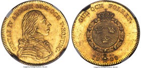 Gustaf IV Adolf gold Ducat 1808-OL MS64 NGC, Stockholm mint, KM542, Delzanno-18. Iridescent hues of gold alternate in the open expanses that surround ...
