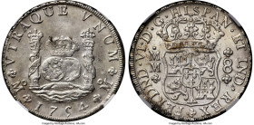 Ferdinand VI 8 Reales 1754 Mo-MM/MF MS63 NGC, Mexico City mint, KM104.1, Cal-486. Imperial crown left pillar variety. Although not designated on the h...