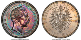 Prussia. Wilhelm II Proof 5 Mark 1888-A PR63 PCGS, Berlin mint, KM512, J-101. An aesthetically stunning specimen, meticulously rendered and now toned ...
