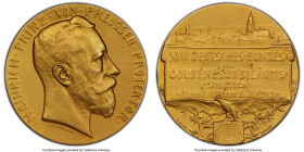 Prussia. Prince Heinrich gold Matte Specimen "Frankfurt Golden Jubilee Shooting Festival" Medal 1912 SP65 PCGS, Peltzer-1151. 22.13gm. By K. Korschann...