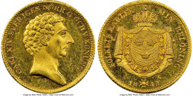 Carl XIV Johan gold 2 Ducat 1843/33-AG MS63 NGC, Stockholm mint, KM629, Fr-86. Mintage: 2,159. With initials AG for mintmaster Alexander Grandinson. T...